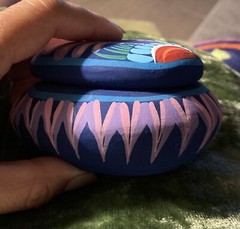 Heart Shaped Trinket Box Mexican Pottery Handpainted