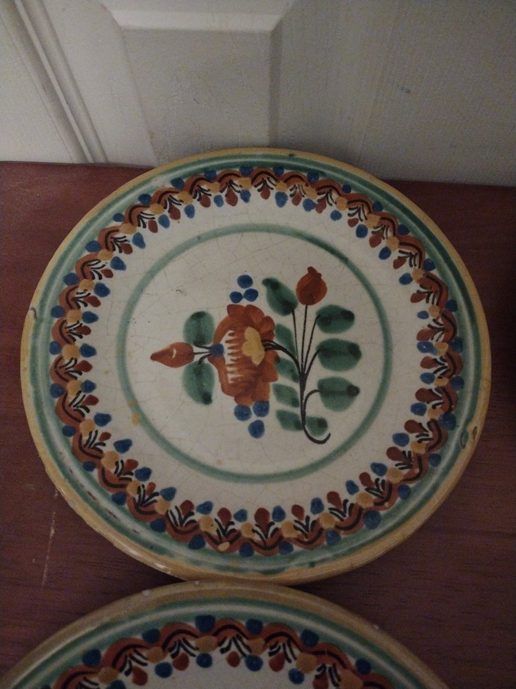 Puebla Talavera Mexico Pottery Plate Set Of 4 7 5/8 In.