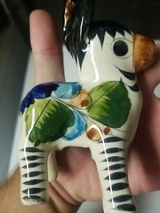 Tonala Mexican Folk Art Pottery Donkey Burro Floral Figurine 5.5”