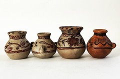 4 VTG MEXICAN FOLK ART POTTERY AMATENANGO DEL VALLE CHIAPAS CERAMIC CLAY POT JAR