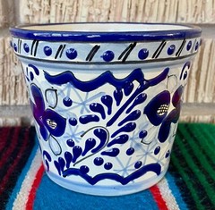 Mexican Ceramic Flower Pot Planter Folk Art Pottery Handmade Talavera #8