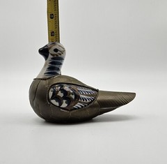Duck Mexican Tonala Brass Ceramic Pottery Hand Painted Multicolor Folk Art VTG