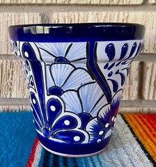 Lg Mexican Ceramic Flower Pot Planter Folk Art Pottery Handmade Talavera #16