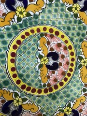 2 Talavera Plates Triangle Floral Mexican Pottery Folk Art 10″ Sebastian Hangs