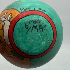 Mexican Tonala Folk Art Bowl Hand Painted Rabbit Signed Belize MAC Small 3″