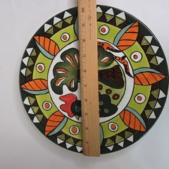 Hand Painted Mexican Rooster 10.5″ Round Serving Platter Decorative Plate