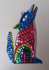 CAT Coyote armadillo Hand-Punched Tin Ornament 3.5” Mexican Folk Art Mexico