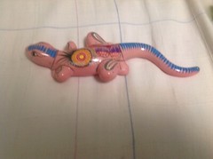 Cancun Mexico Souvenir Lizard House Wall Mount Table Top Art Gecko Pink Pottery