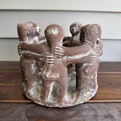 Vintage Large Mexican Pottery Circle Of 7 Friends Candle Holder Mexico Decor