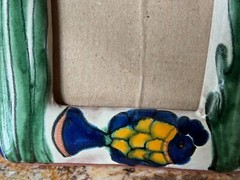 Mexican Talavera Hand-Painted Tabletop Picture Frame Ocean Fish 7.25″ X 5.5″