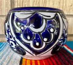 Mexican Ceramic Flower Pot Planter Folk Art Pottery Handmade Talavera #1