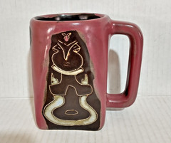 Design By MARA – Handmade & Signed – Mexico Pottery – Square Mug LOT / SET of 4