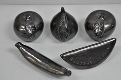 Dona Rosa Barro Negro Black Pottery Fruit Mexico Mid Century Modern – 5 Pcs