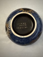 Mara Mexico Bowl Sun Moon Design Stoneware Handmade 7″ Dish Blue Ceramic