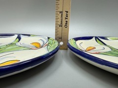 Mexican Talavera Pottery Serving Plates Calla Lilies Small T Ruth Folk Art Decor