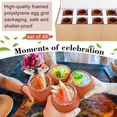 48 Pcs Cantaritos De Barro 3 Oz Mini Mexican Clay Cups, Handmade Style Pottery S