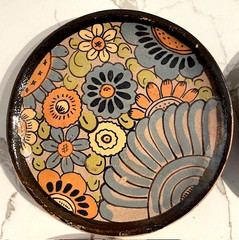 4 Antique & Rare Talavera Mexican Pottery Plates Hand painted Floral 7″ Diameter