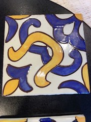 SET 4 Terracotta Gloss 4″ tile Mexico Classic cobalt blue yellow mediterranean
