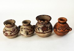 4 VTG MEXICAN FOLK ART POTTERY AMATENANGO DEL VALLE CHIAPAS CERAMIC CLAY POT JAR