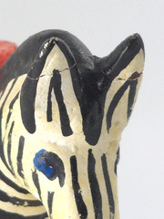 Vintage Mexican Folk Art Candle Holder Handmade Zebra Birds Clay Pottery