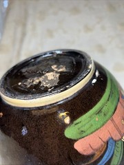 Early 1900’s Tlaquepaque Jalisco Mexico Hand Painted 8” Black Glaze Pottery Bowl