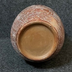 Handmade Mexican Red Clay Pottery Vase Etched Mata Ortiz Style Vintage 9-1/2″