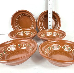 Mexican Redware TerraCotta Clay Barro Bowls ~ 6 3/4″ Set of 6 (SEE BELOW)