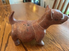 Vintage Colima Style Terracotta Dog Effigy Vessel Mexican Folk Art Hollow