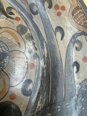 Vtg Tonala Mexico Folk Art Pottery Wall Hanging Plate Birds Squirrel 12” Round