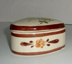 Heart Shaped Trinket Box Tonala Pottery Yellow Bird Motif Signed CAT Mexico