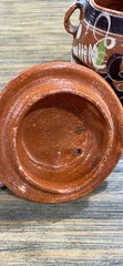 Vintage Mexican Tlaquepaque Redware Pottery Bean Pot w/Lid Hand Painted NICE!!