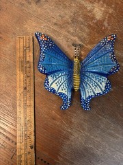 Talavera Butterfly Wall Hanging Mexican Pottery Folk Art Hand Painted Colorful