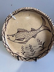 TZINTUZUNTZAN POTTERY ROUND 10 inch FISH PLATE FROM MICHOACAN, MEXICO