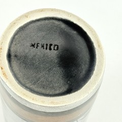 Vintage Vase, Tonala Mexico Art Pottery Gray Tube Shape. Mid-Century Modern