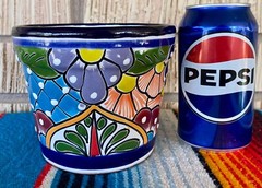 Lg Mexican Ceramic Flower Pot Planter Folk Art Pottery Handmade Talavera #17