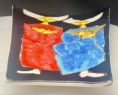 VTG ITALIAN CAPRI MCM CERAMIC HANDMADE WALL PLAQUE 10″ x 6″, TWO NUNS, c1960 vg