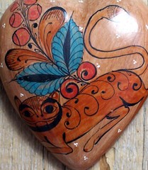 Handmade Heart Love Token Nagual Shapeshifter Clay by Medrano Mexican Folk Art