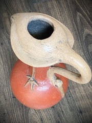 Vintage Mexican Folk Art Bird Terracotta Effigy Vessel Moche Style Handmade 10”