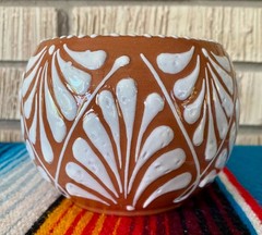 Mexican Ceramic Flower Pot Planter Folk Art Pottery Handmade Talavera #1