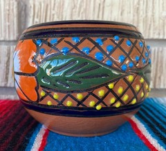 Mexican Ceramic Flower Pot Planter Folk Art Pottery Handmade Talavera #11