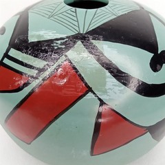 VTG 1950s Manuel Olivas Mata Ortiz Green & Black Paquime Pottery Jar New Arrival
