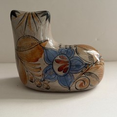 Vintage Set of Two Cat Figurines Tonala Mexico Folk Art Pottery 4 x 3.5″ Signed