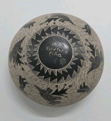 Mata Ortiz Pottery Vase Pot Eleuterio Piña Sgraffito Signed