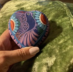 Heart Shaped Trinket Box Mexican Pottery Handpainted