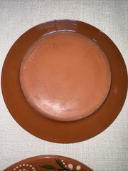 Vintage Mexican Terracotta Salad Plates Set of 4 Barro Rojo Hand Painted Flower