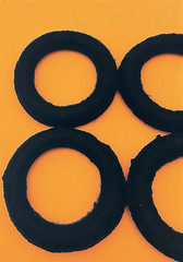 4 Mata Ortiz Pottery Olla Rings Hand Made Mexican Display Black Yarn Mexico 3.5″