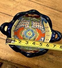 Talavera Mexico Pottery Round Scalloped Hand Painted Bowl Mexican