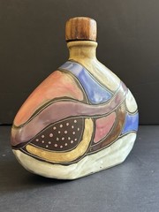 MCM Design by Mara Decanter Vase Bottle Hand Painted Art Pottery Mexico +Stopper