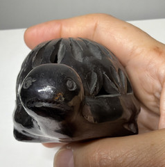 Vintage Turtle Figurine Oaxacan Barro Negro Black Clay Hand Carved Mexico CUTE!