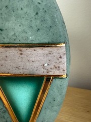 Sharon Penn Southwest Pottery Vase Green 22K Gold Accent Signed Rare